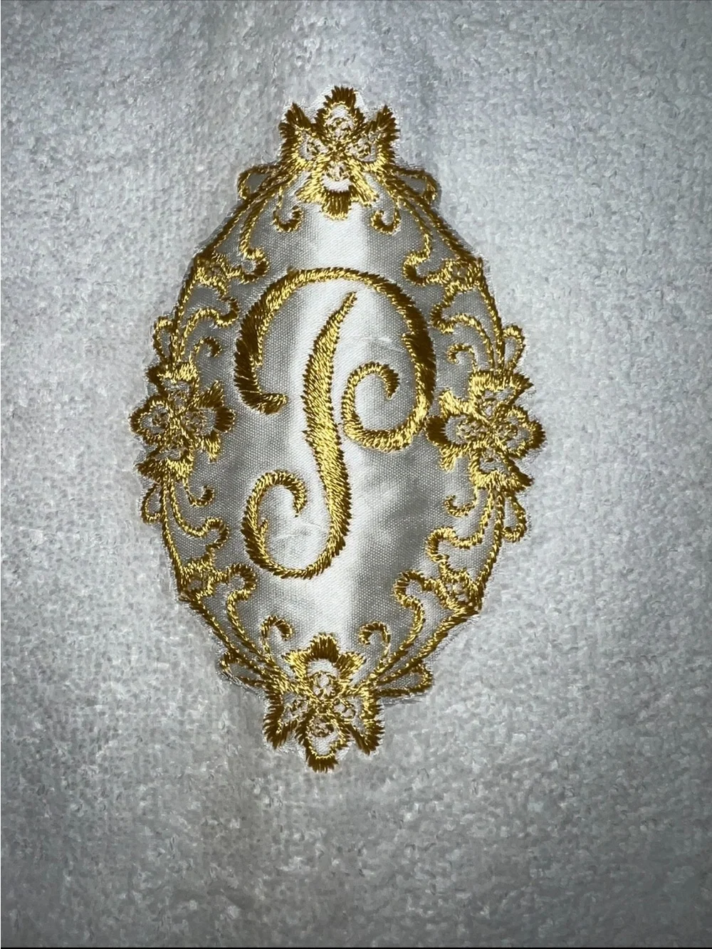 New Vintage 1960s Cannon White Towel Monogram Gold “P” Fringed Ends Bath
